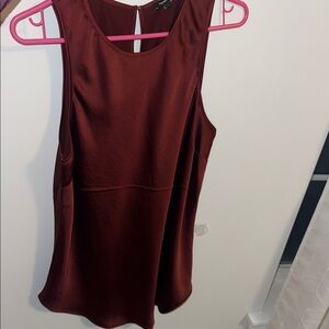 Express Satin Sleeveless Shell Top - Burgundy Red